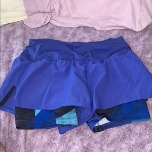 Shorts with biker pattern shorts built in under